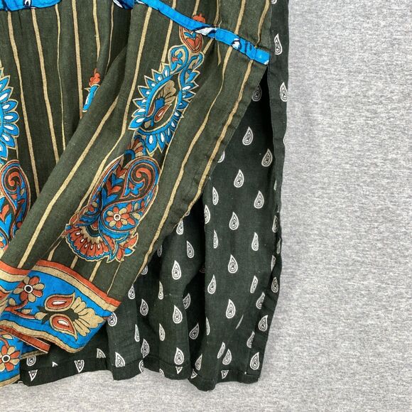 Colorfull Tunic Top Womens Large Green Multicolored 3/4 Sleeve Split Sides - Picture 3 of 10